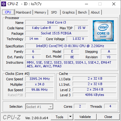screenshot of CPU-Z validation for Dump [iu7c7y] - Submitted by  Anonymous  - 2022-09-27 20:54:49