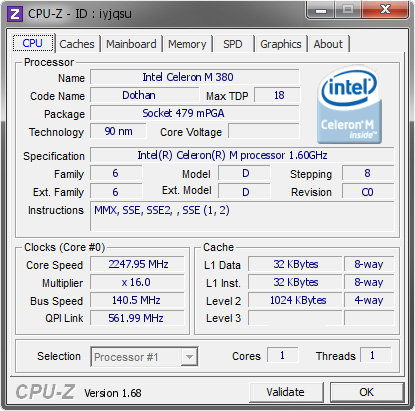 screenshot of CPU-Z validation for Dump [iyjqsu] - Submitted by  FloRiBeLA  - 2014-03-19 16:03:02