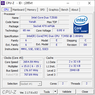screenshot of CPU-Z validation for Dump [j265xt] - Submitted by  V2  - 2025-11-22 18:09:09