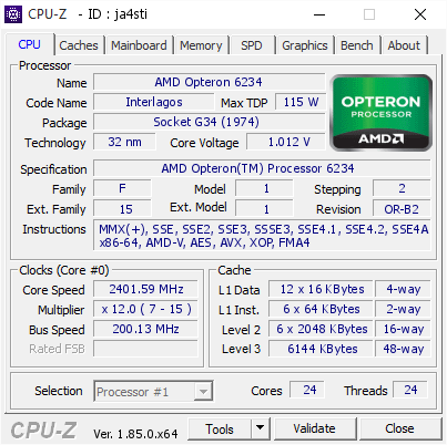 screenshot of CPU-Z validation for Dump [ja4sti] - Submitted by  Anonymous  - 2018-07-29 21:48:17