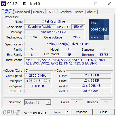 screenshot of CPU-Z validation for Dump [jcbzh0] - Submitted by  HYUNJOOWHOON-PX  - 2024-02-18 08:16:01