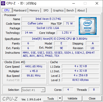screenshot of CPU-Z validation for Dump [jd18pg] - Submitted by  SERVER01  - 2022-01-06 01:33:26