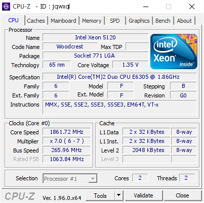 screenshot of CPU-Z validation for Dump [jqwxql] - Submitted by  xhoba  - 2021-04-20 12:45:18
