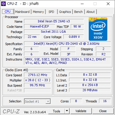 screenshot of CPU-Z validation for Dump [jrhaf6] - Submitted by  Anonymous  - 2025-01-11 00:58:16