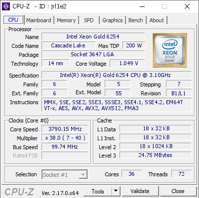 screenshot of CPU-Z validation for Dump [jrl1e2] - Submitted by  BIG4BUG  - 2026-08-23 20:29:16