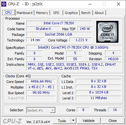 screenshot of CPU-Z validation for Dump [js2z0c] - Submitted by  DESKTOP-HECE0LM  - 2023-11-17 14:09:47