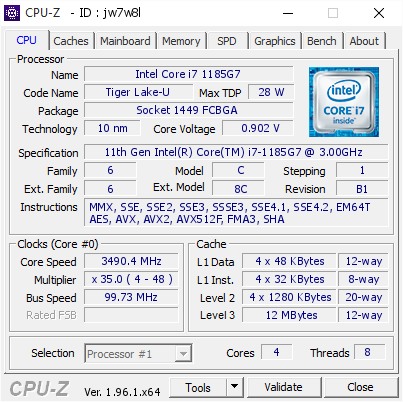 screenshot of CPU-Z validation for Dump [jw7w8l] - Submitted by  Anonymous  - 2021-06-14 09:44:38