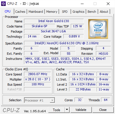 screenshot of CPU-Z validation for Dump [jwjsas] - Submitted by  Anonymous  - 2021-03-06 12:10:02
