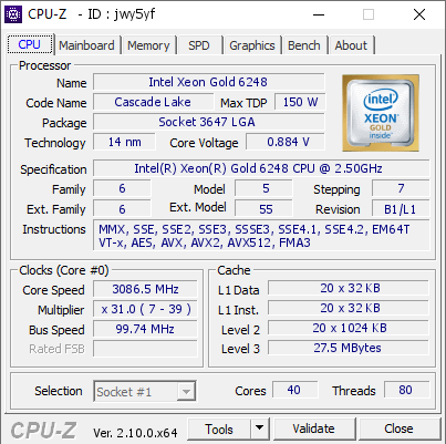 screenshot of CPU-Z validation for Dump [jwy5yf] - Submitted by  AMD  - 2024-10-23 05:01:24