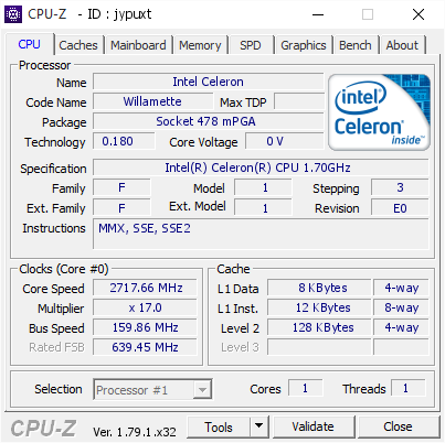 screenshot of CPU-Z validation for Dump [jypuxt] - Submitted by  TAGG  - 2017-07-07 00:43:30