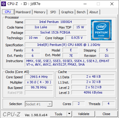 screenshot of CPU-Z validation for Dump [jz8l7e] - Submitted by  DESKTOP-CRP65B2  - 2021-11-30 15:14:25