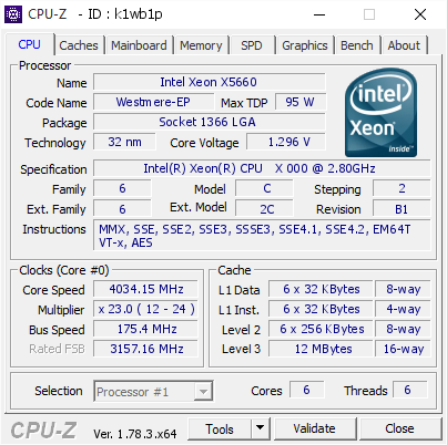 screenshot of CPU-Z validation for Dump [k1wb1p] - Submitted by  Engraved @ Graveworm  - 2017-02-26 18:31:17