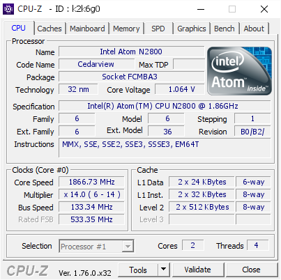 screenshot of CPU-Z validation for Dump [k2k6g0] - Submitted by  ROBERT-PC-BIURO  - 2016-07-09 09:28:24