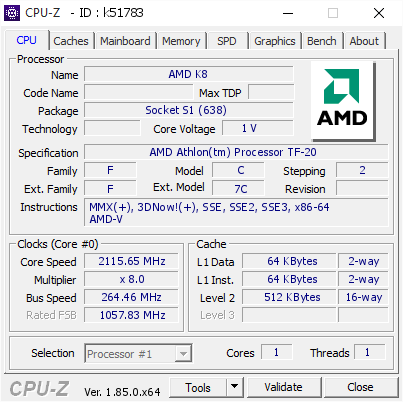 screenshot of CPU-Z validation for Dump [k51783] - Submitted by  DIEGO-SCHMIDT  - 2018-08-06 03:14:55