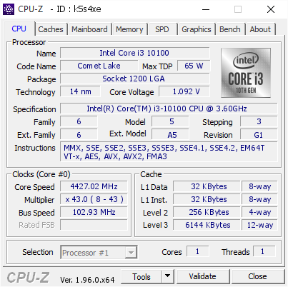 screenshot of CPU-Z validation for Dump [k5s4xe] - Submitted by  espo_sun  - 2021-07-25 14:20:54