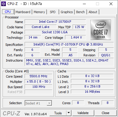 screenshot of CPU-Z validation for Dump [k5uh7a] - Submitted by  DESKTOP-3NUEFF2  - 2022-01-23 20:41:55