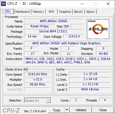 screenshot of CPU-Z validation for Dump [k688ga] - Submitted by  WIN-6PA6RR606FP  - 2026-08-12 19:09:03