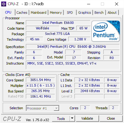 screenshot of CPU-Z validation for Dump [k7vadb] - Submitted by  FSN1PUUWQ4GJXOR  - 2016-04-02 05:34:11
