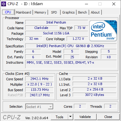 screenshot of CPU-Z validation for Dump [k8davn] - Submitted by  WIN-CS17D30M54P  - 2022-09-08 16:40:20