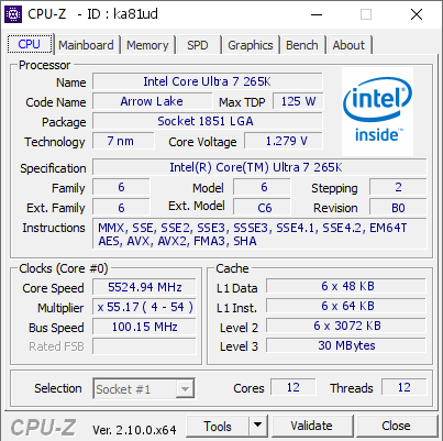 screenshot of CPU-Z validation for Dump [ka81ud] - Submitted by  Anonymous  - 2024-11-01 18:09:06