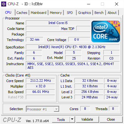 screenshot of CPU-Z validation for Dump [kd3biv] - Submitted by  Anonymous  - 2016-10-29 16:03:08