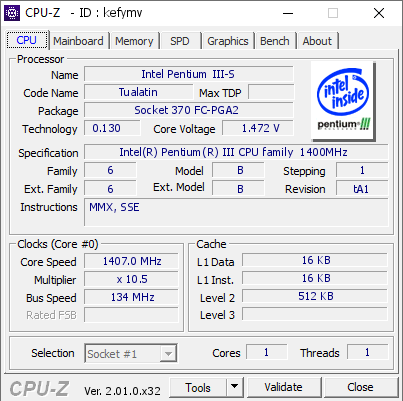 screenshot of CPU-Z validation for Dump [kefymv] - Submitted by  IdeaFix  - 2022-05-22 15:04:38