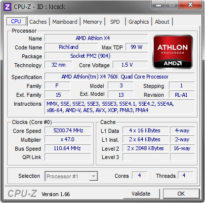 screenshot of CPU-Z validation for Dump [kicsck] - Submitted by  BEN-PC-DESKTOP  - 2013-12-29 20:12:23