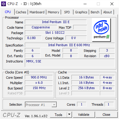 screenshot of CPU-Z validation for Dump [kj36vh] - Submitted by  Obijuan83  - 2021-05-20 21:22:08