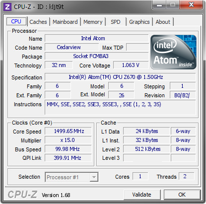 screenshot of CPU-Z validation for Dump [kljt9t] - Submitted by  A-PC  - 2014-03-06 14:03:22