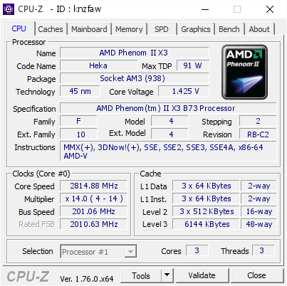 screenshot of CPU-Z validation for Dump [knzfaw] - Submitted by  ABDO-PC  - 2016-08-25 18:14:33