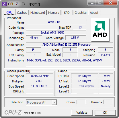 screenshot of CPU-Z validation for Dump [kpgz4q] - Submitted by  PC  - 2014-03-12 01:03:51