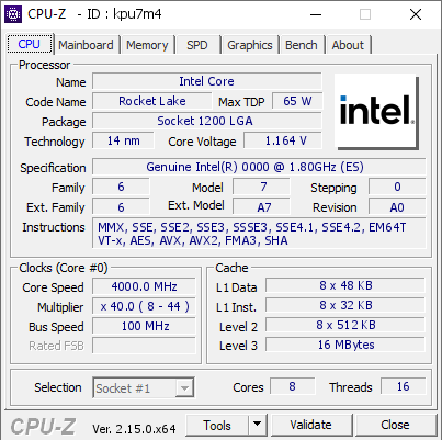 screenshot of CPU-Z validation for Dump [kpu7m4] - Submitted by  Anonymous  - 2025-06-27 16:59:55