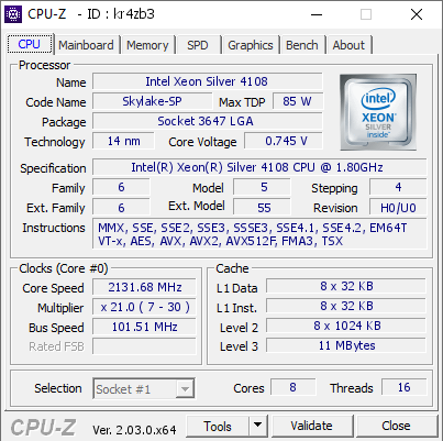 screenshot of CPU-Z validation for Dump [kr4zb3] - Submitted by  DESKTOP-7HJT8O7  - 2022-11-17 21:58:44