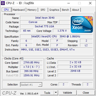 screenshot of CPU-Z validation for Dump [kug56x] - Submitted by  DhujaH-PC  - 2022-01-22 17:42:12