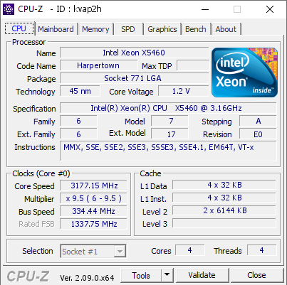 screenshot of CPU-Z validation for Dump [kvap2h] - Submitted by  ismailTPC_Hastanesi  - 2024-08-06 13:33:43