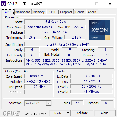 screenshot of CPU-Z validation for Dump [kxw897] - Submitted by  Anonymous  - 2024-11-29 07:08:39