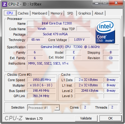 screenshot of CPU-Z validation for Dump [kz8bax] - Submitted by  gigioracing  - 2014-08-19 20:08:42