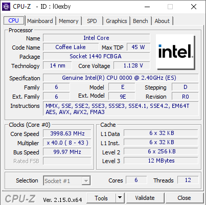 screenshot of CPU-Z validation for Dump [l0exby] - Submitted by  Anonymous  - 2025-09-18 10:13:49
