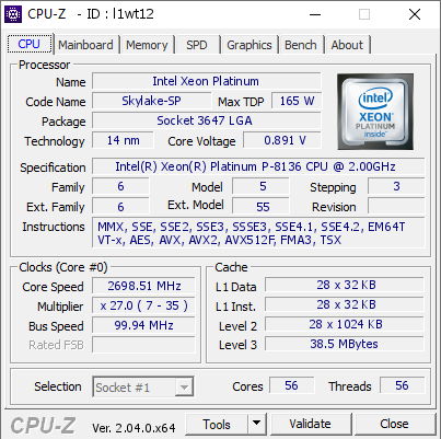 screenshot of CPU-Z validation for Dump [l1wt12] - Submitted by  Anonymous  - 2023-02-08 15:48:19
