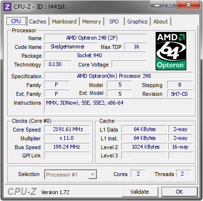 screenshot of CPU-Z validation for Dump [l441sk] - Submitted by  SERVER2  - 2015-03-22 23:03:02