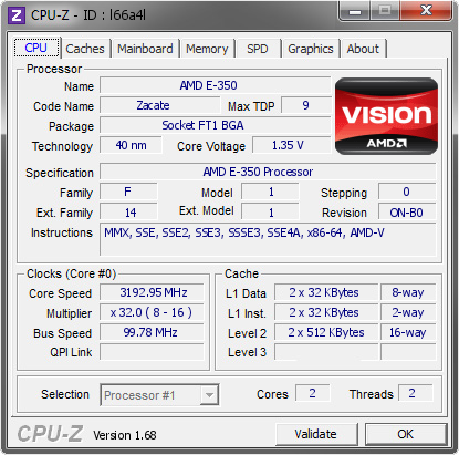 screenshot of CPU-Z validation for Dump [l66a4l] - Submitted by  Conan-BR  - 2014-02-24 15:02:12