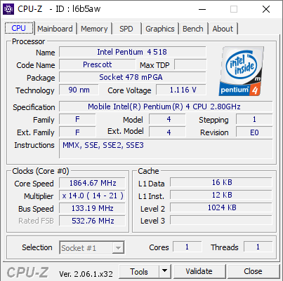 screenshot of CPU-Z validation for Dump [l6b5aw] - Submitted by  Xhoba  - 2023-07-01 19:37:05