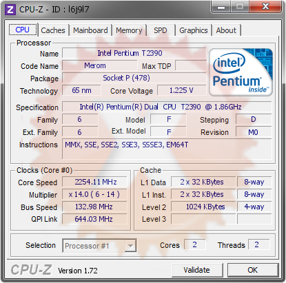 screenshot of CPU-Z validation for Dump [l6j9l7] - Submitted by  JFBAPTISTA  - 2015-04-08 16:04:58
