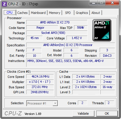 screenshot of CPU-Z validation for Dump [l7rjvp] - Submitted by  Luebke  - 2014-06-04 13:06:49