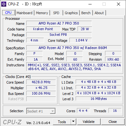 screenshot of CPU-Z validation for Dump [l8cpft] - Submitted by  Anonymous  - 2026-04-26 06:10:13