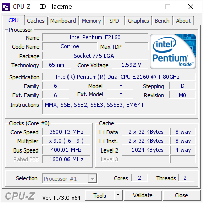 screenshot of CPU-Z validation for Dump [laceme] - Submitted by  PC-PC  - 2016-01-21 18:42:21