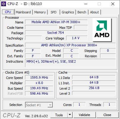 screenshot of CPU-Z validation for Dump [lbb110] - Submitted by  DESKTOP-H2I9G0R  - 2024-01-28 23:23:57