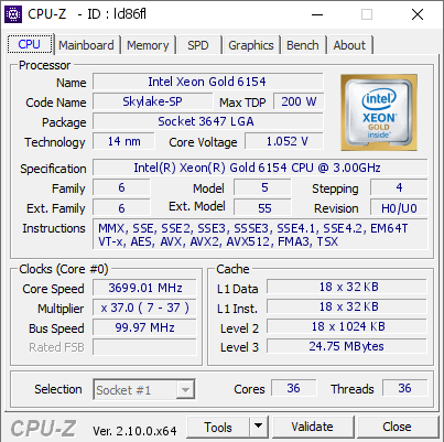 screenshot of CPU-Z validation for Dump [ld86fl] - Submitted by  DESKTOP-1QFHNK5  - 2024-07-27 07:54:17
