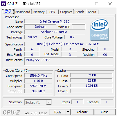 screenshot of CPU-Z validation for Dump [lek157] - Submitted by  I HATE BIG TECH  - 2023-05-09 17:14:40