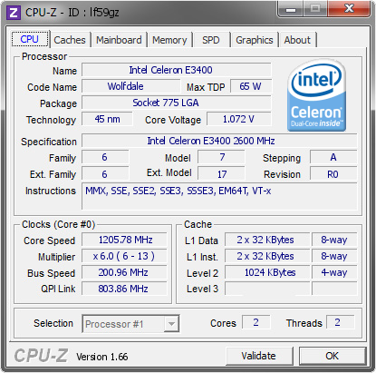 screenshot of CPU-Z validation for Dump [lf59gz] - Submitted by  COMPUTER-8466  - 2014-02-16 02:02:25